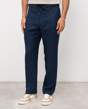 CAPOBIANCO Blue linen pants 20M811LL00
