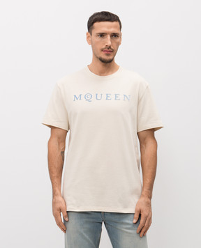 Alexander McQueen Beige T-shirt with logo 847750QTAD5