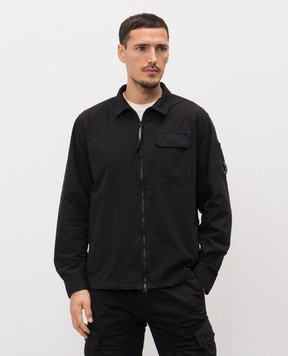 C.P. Company Black zip-up shirt with logo MOS705A110143G