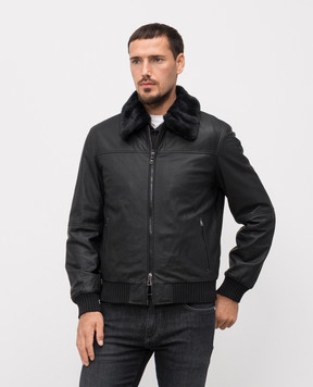 Cashmere&Whiskey Black leather jacket 232675S78338