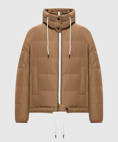 Brown quilted down jacket