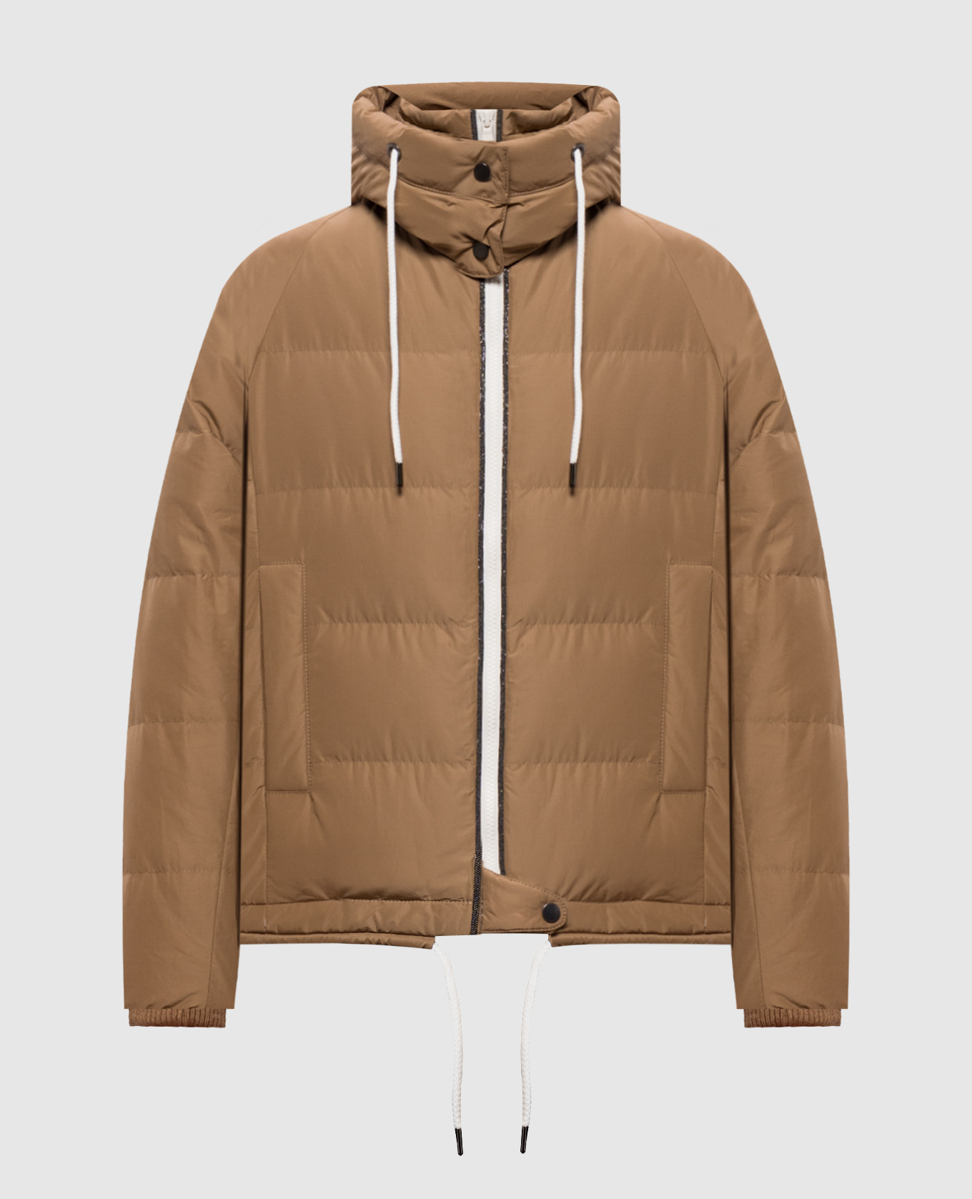 Brown quilted down jacket