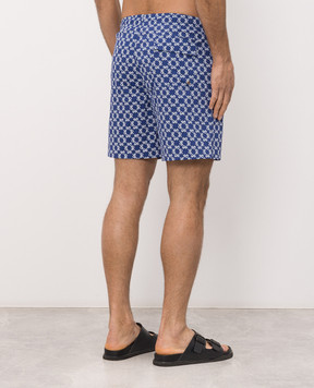 Stefano Ricci Blue swim shorts with monogram logo print M6B6200050B65404