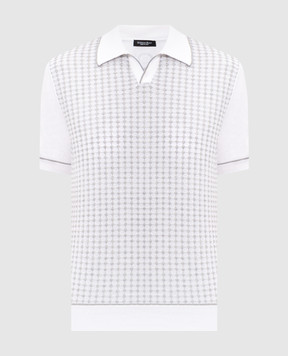 Stefano Ricci White polo shirt with patterned silk K616463PSMF26225