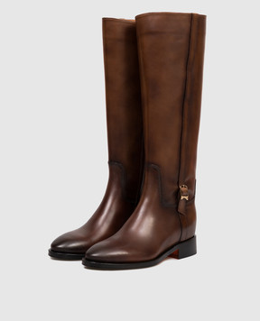 Santoni Brown leather boots WSHM71084BJ2NDYL