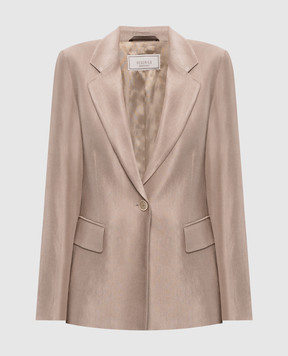 Peserico Beige linen jacket with branded patch S01163F01921