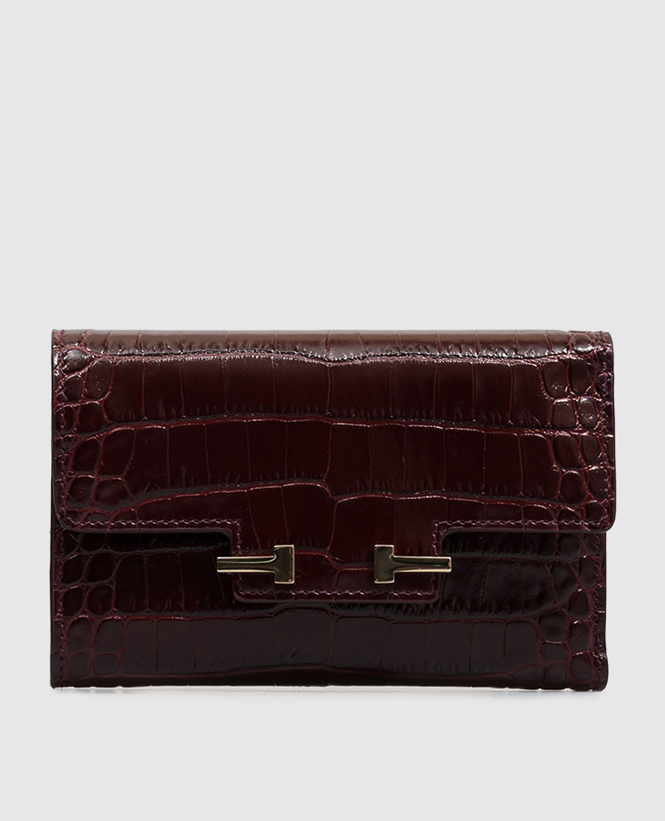 Burgundy crocodile-embossed leather wallet AUBE