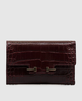Tom Ford Burgundy crocodile-embossed leather wallet AUBE S0532LCL607P