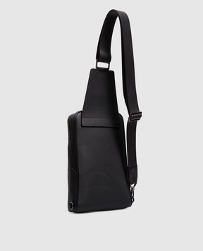 Stefano Ricci Black leather sling bag with Asia brand embossing ND219GUVHI1