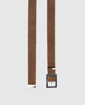 Dondup Brown suede belt with logo engraving WC326PL0671DXXX