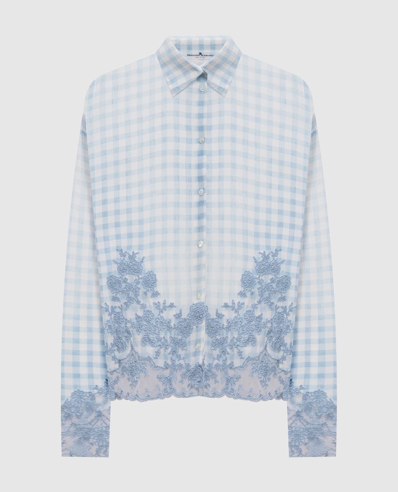 

Checked silk blouse Ermanno Scervino, White