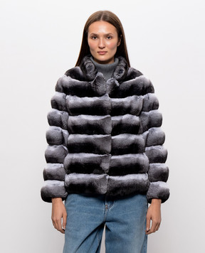 Fabio Gavazzi Gray chinchilla fur coat FG2428FDOR