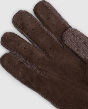 Brunello Cucinelli Brown cashmere and suede gloves M2292118