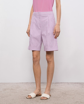 Peserico Purple striped shorts with cuffs P0458307786