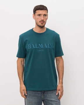 Balmain Green T-shirt with embroidered logo HH1EG000BD60
