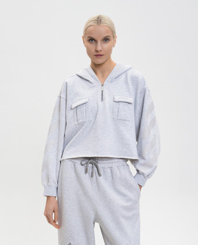 Off-White Diag Soft Life grey melange hoodie with logo 2BB06BS26FLE001