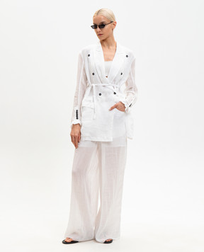 Masnada White double-breasted jacket with frame 8051