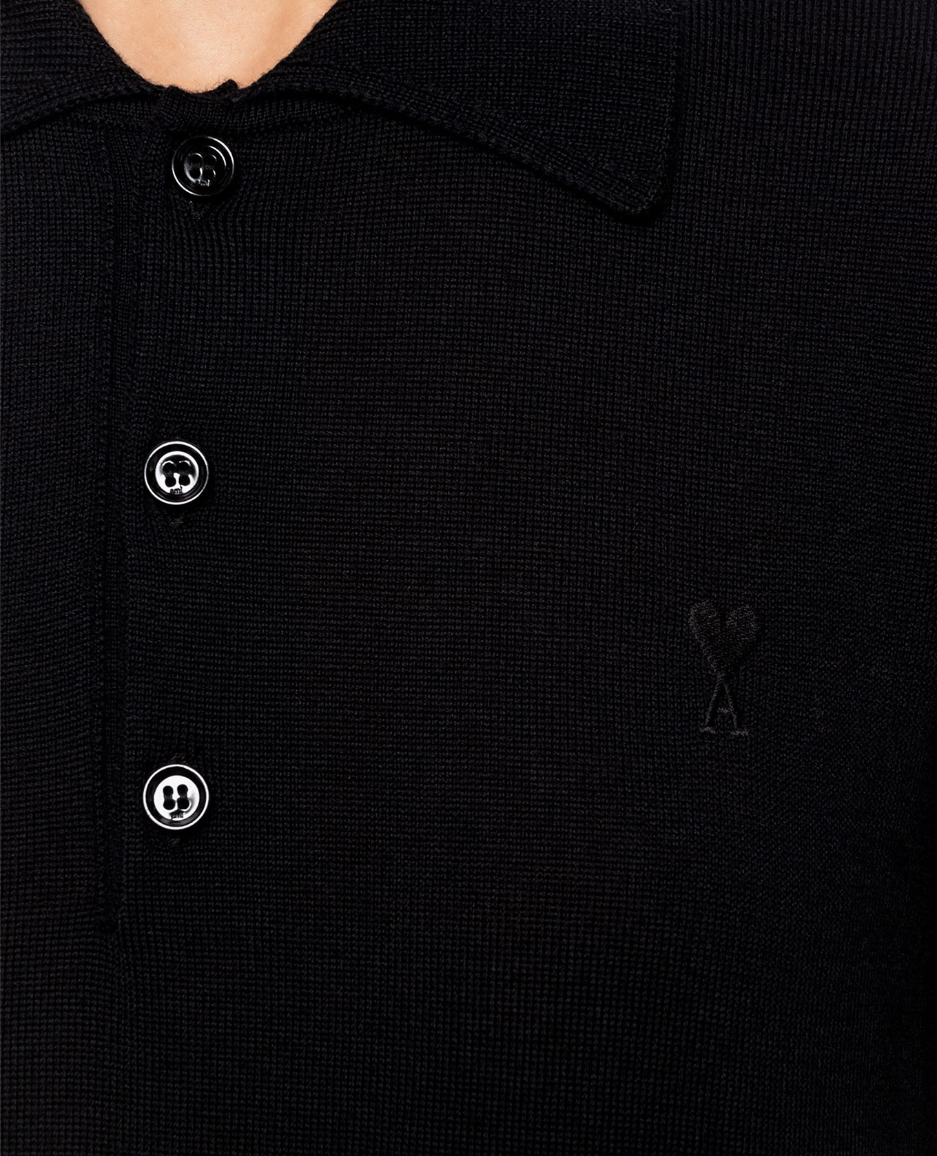 Black merino wool polo shirt Ami Paris 4