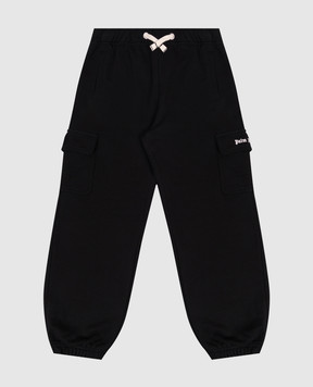 Palm Angels Kids' black cargo pants with logo print PBCH016S26FLE001