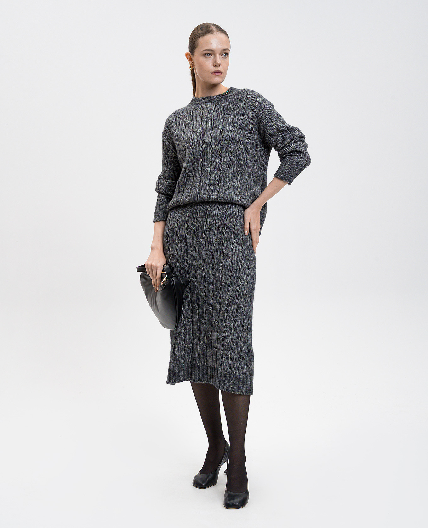 

Cabaret gray alpaca wool sweater with a pattern Max Mara, Grey