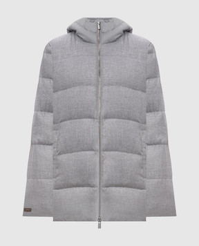 Peserico Gray down jacket with branded patch A24120DB1945