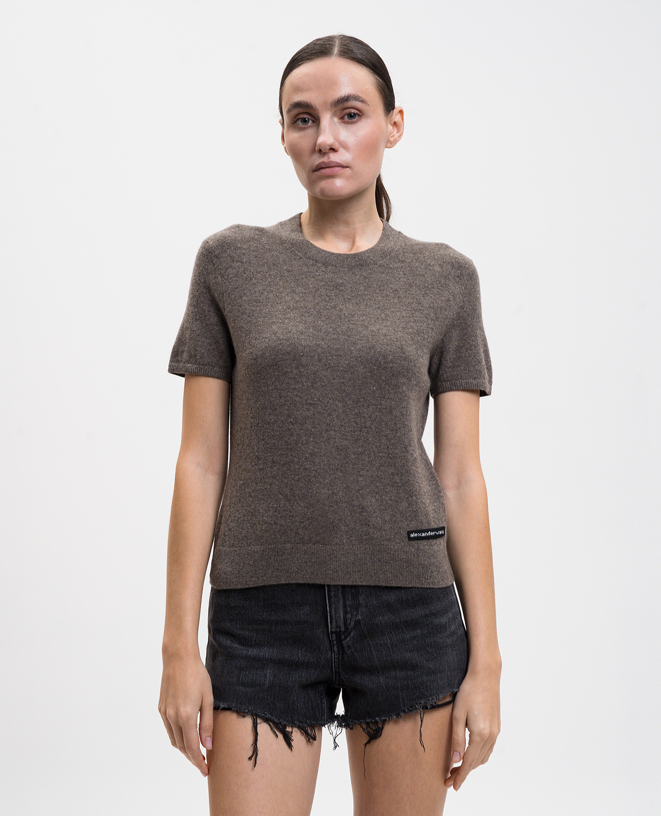 

Brown wool top with logo Alexander Wang