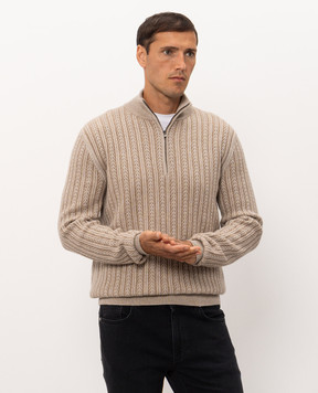 Agnona Beige cashmere, wool and silk jumper K212U586G0713
