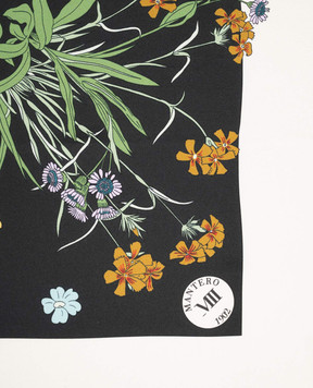 MANTERO 1902 Black silk scarf with floral print 0904F0030G59084