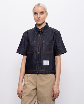 Thom Browne Blue denim shirt with logo patch FLL220AF1249