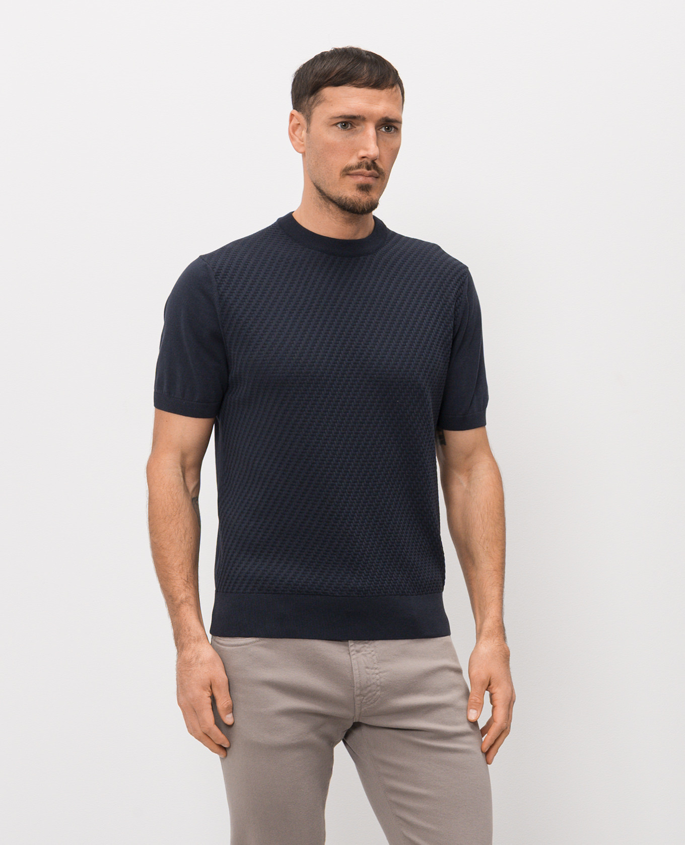 

Blue silk t-shirt Canali