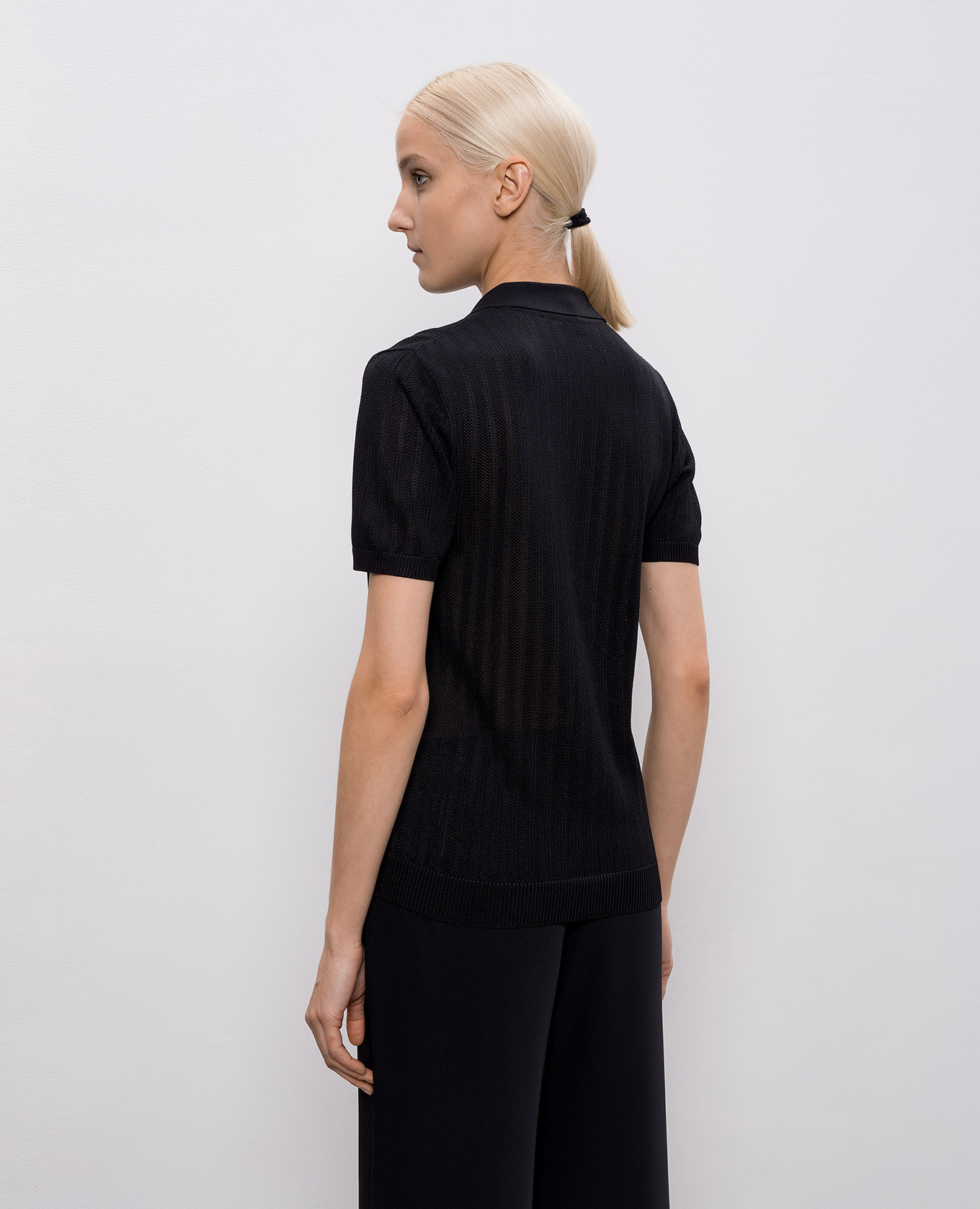 

Black patterned silk polo shirt Kiton