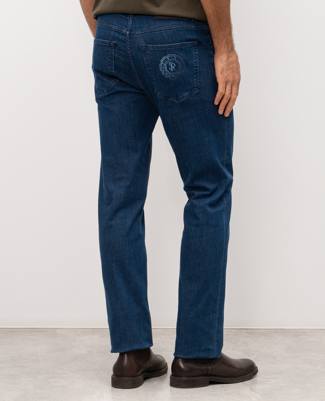 Blue jeans with logo patch Stefano Ricci 3