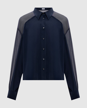 Brunello Cucinelli Blue silk blouse MB993M1A16