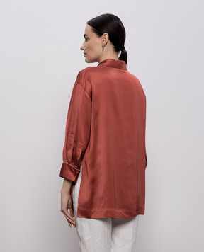 Peserico Red blouse with monil chain A0640106638
