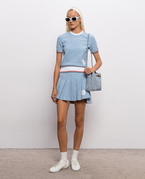 Thom Browne Blue pleated skirt with logo patch FJK155AJ0194