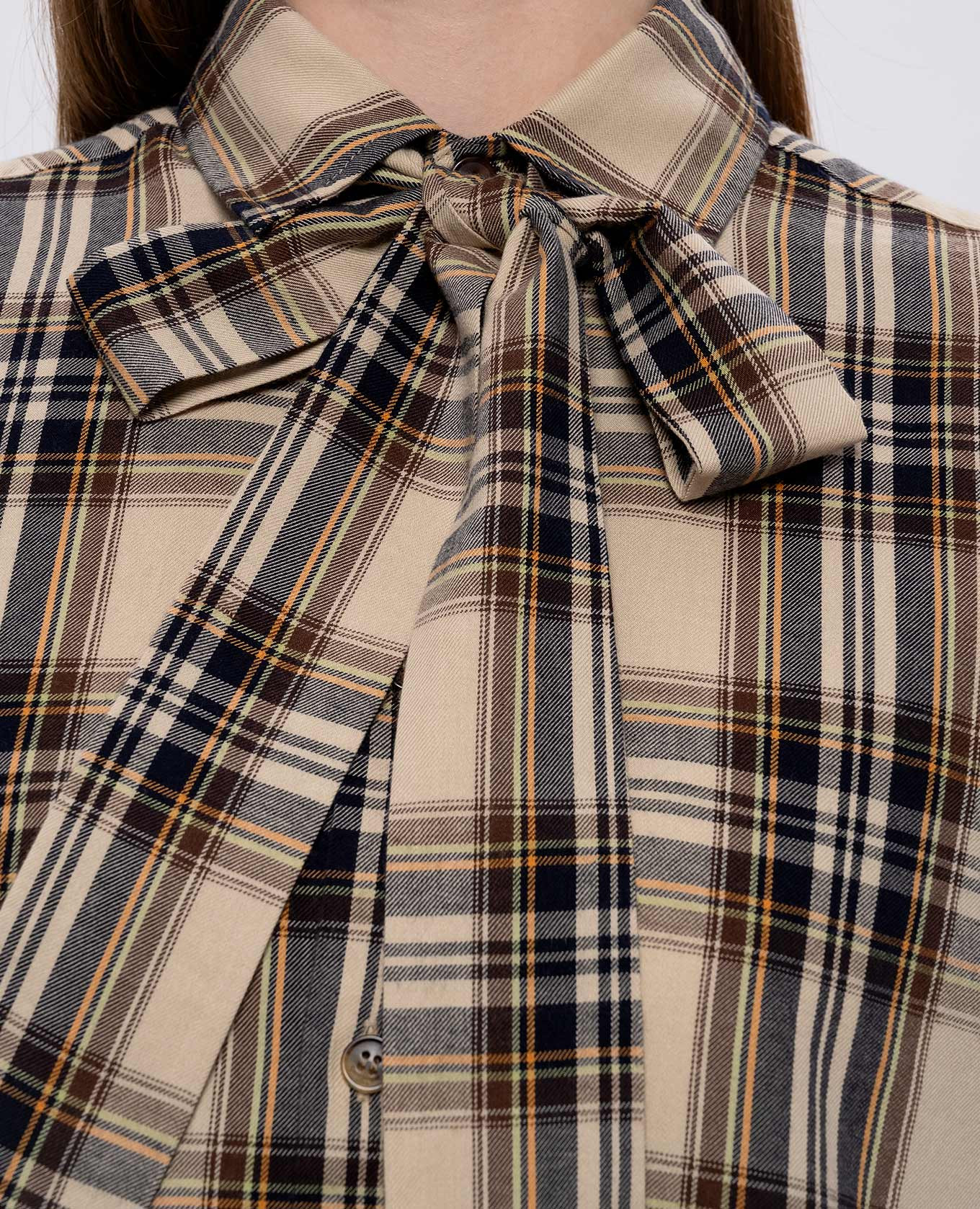 Beige Lavallière check shirt Saint Laurent 5