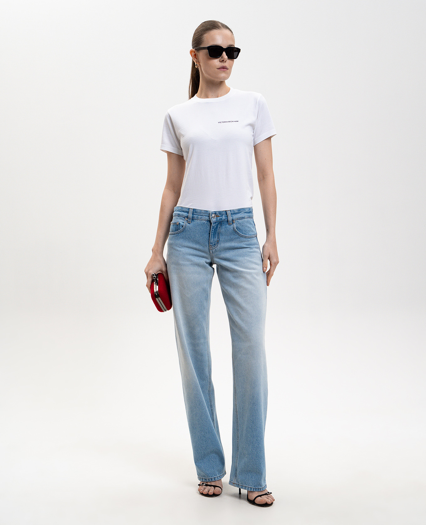 

Blue jeans with logo patch Victoria Beckham, Light blue