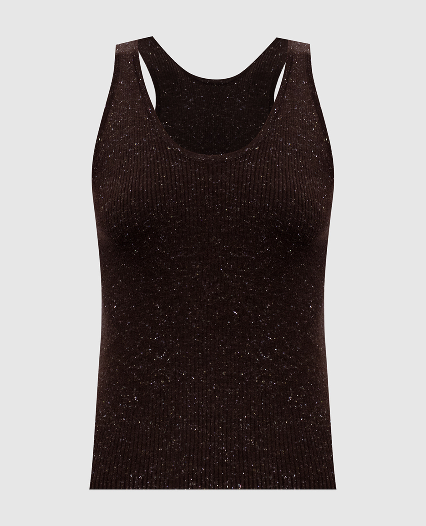 Brown ribbed cashmere top