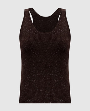 Brunello Cucinelli Brown ribbed cashmere top M9A822220