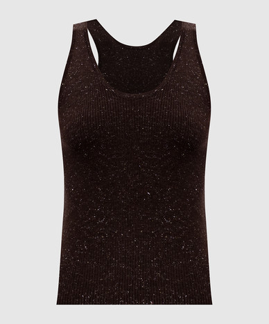 Brown ribbed cashmere top