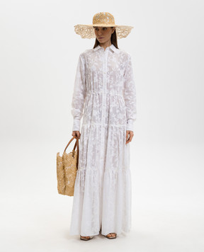 Ermanno Scervino Life White maxi shirt dress with embroidery D484Q611YIYI