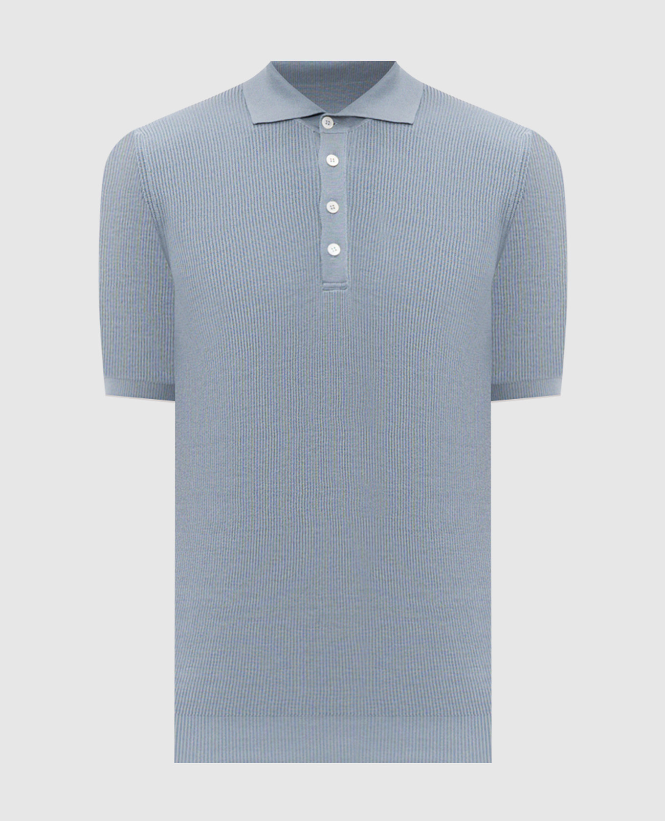 Blue ribbed polo shirt