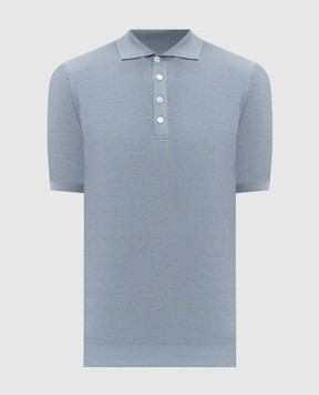 Brunello Cucinelli Blue ribbed polo shirt M29400025