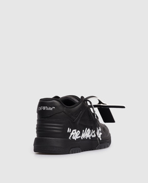 Off-White Black Leather Sneakers Out Of Office For Walking OMIA189C99LEA01A