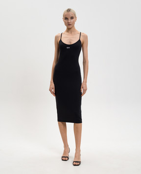 Off-White Black midi dress with contrasting OFF logo 2DB55FC99JER001