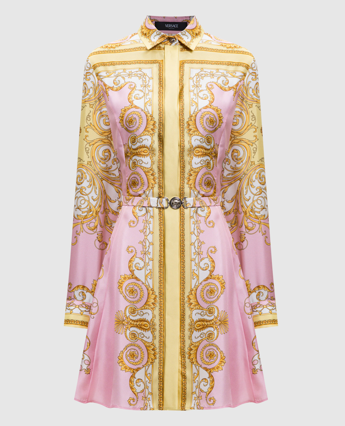

Pink silk shirt dress Versace
