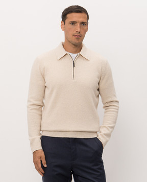 Stefano Ricci Beige wool and cashmere jumper with polo collar K808104P30F26370