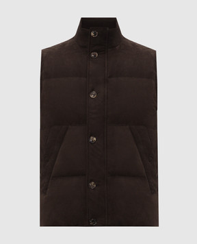 Brett Johnson Brown nubuck down vest FW26L1NUCAC