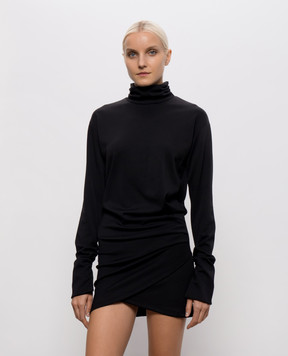 Dondup Black mini dress with drapery DA560KS0027DXXX