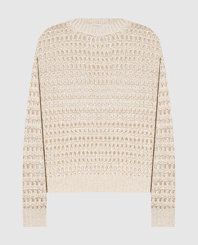 Brunello Cucinelli Beige openwork sweater with wool and cashmere MGO378800